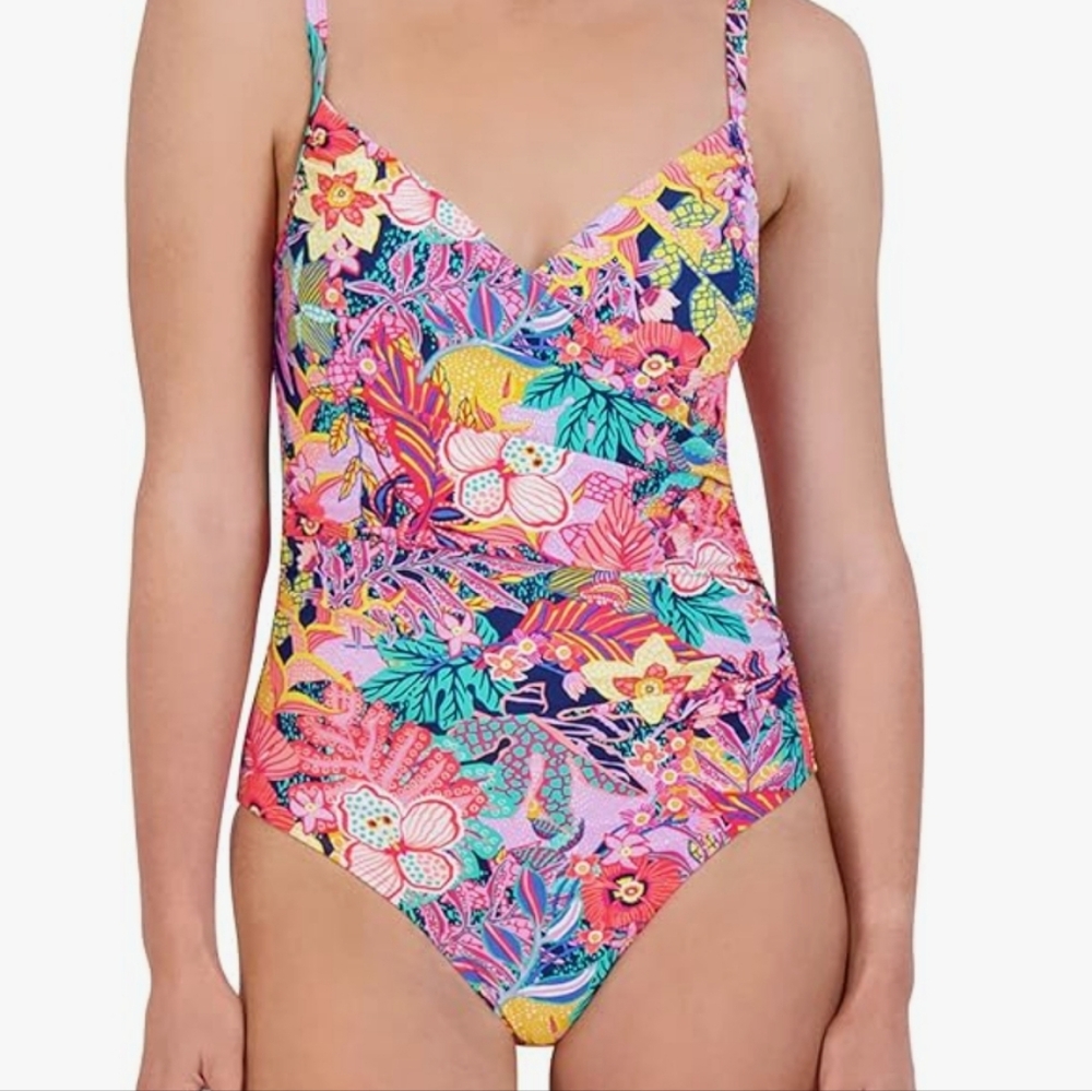 Caribbean Joe draped one piece swimsuit 12 N.W.O.T